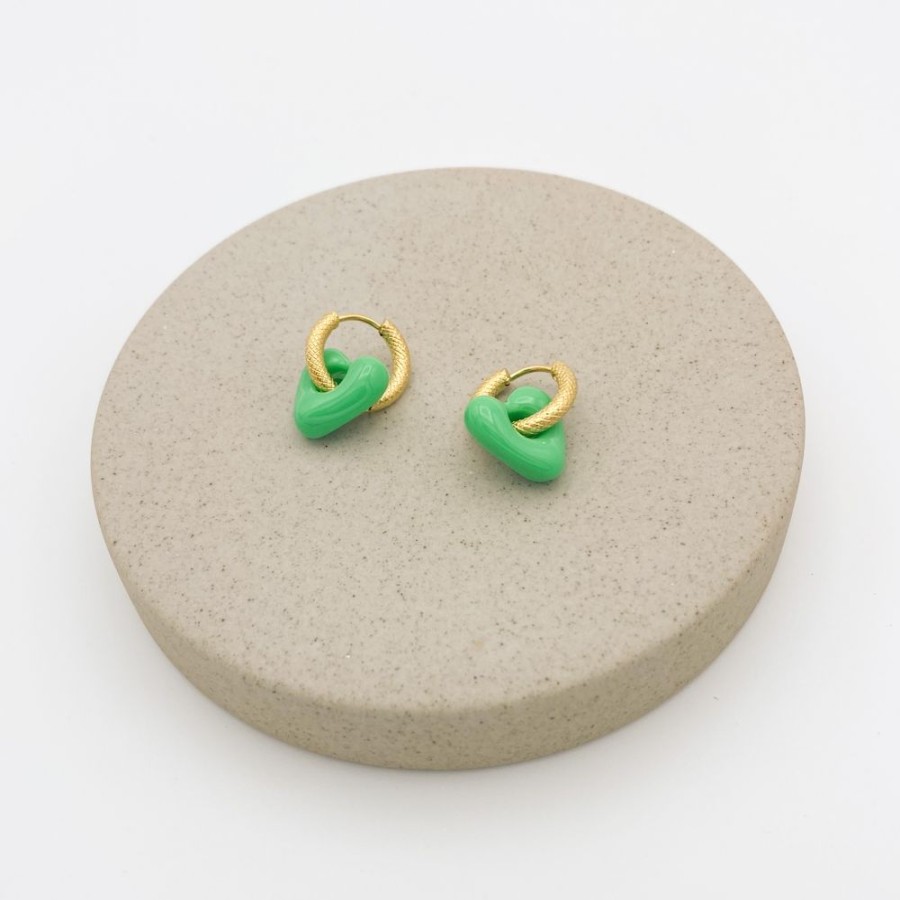 Juwelen billy rose | Creoles & Hearts (Green)